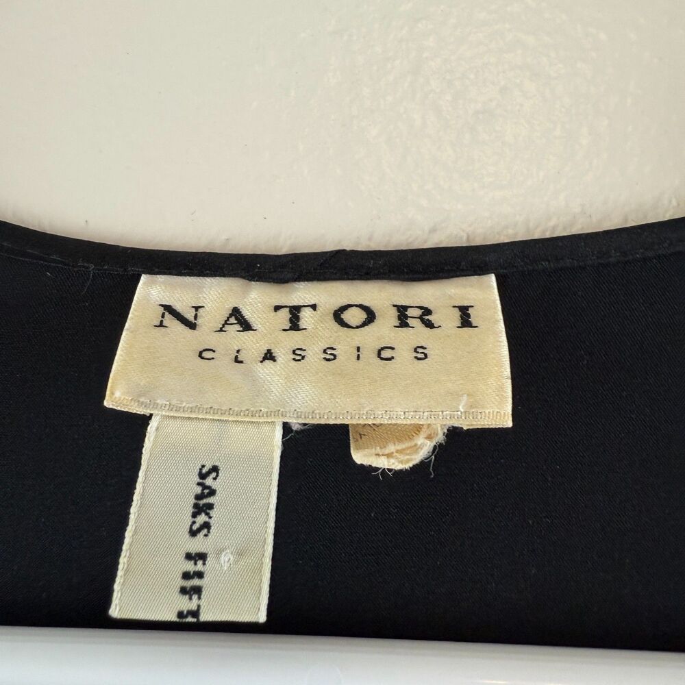 Natori Black Satin & Lace Long Robe - Picture 7 of 15